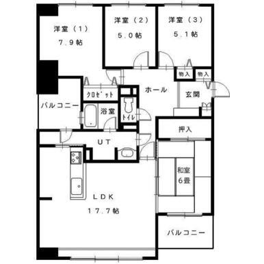 パシフィック発寒駅前弐番館 7階 ４ＬＤＫ 画像２